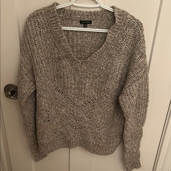 Dynamite Sweaters - Dynamite Gray V-Neck Cozy Knit Sweater, size S
